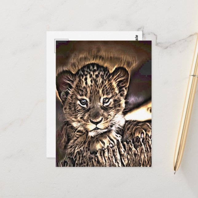 Cute lion cub postcard (Front/Back In Situ)