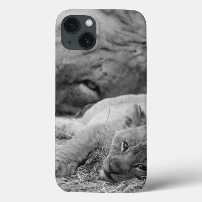 Cute Lion Cub Resting With Father Case-Mate iPhone Case (Back)