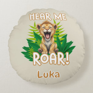 Cute Lion Cub Safari Round Pillow