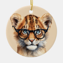 Cute Lion Cub Wearing Glasses