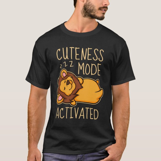 Cute Lion Drawing Lion Kid Sleeping T-Shirt (Front)