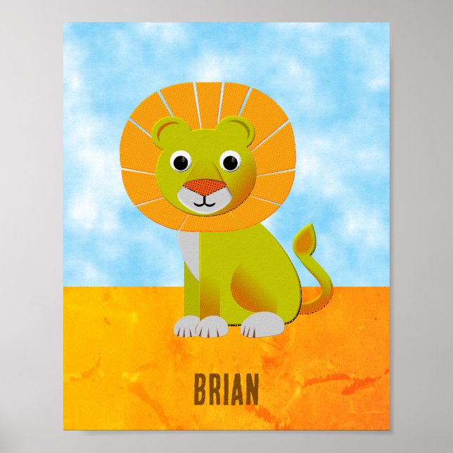 Cute Lion Drawing Vintage Print Custom (Front)