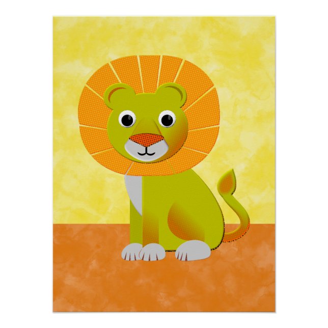 Cute Lion Drawing Vintage Print Custom (Front)