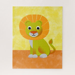 Cute Lion Drawing Vintage Print Custom Jigsaw Puzzle