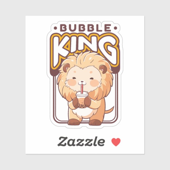 CUTE LION DRINKING BOBA TEA  (Sheet)