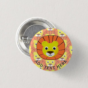 Cute Lion Face All Over Print Pattern 1 Inch Round Button