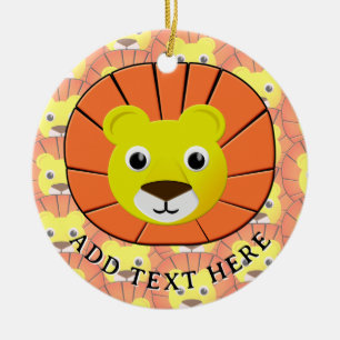 Cute Lion Face All Over Print Pattern Ceramic Ornament