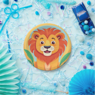 Cute lion Face safari Wild jungle Birthday Party  Paper Plate