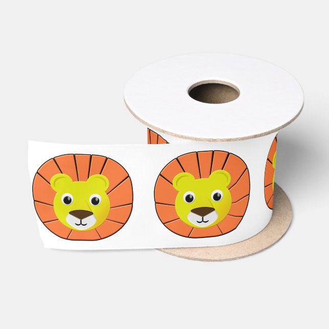 Cute Lion Face  Satin Ribbon (Spool)