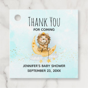 Cute Lion Fishing on the Moon Baby Shower Favour Tags
