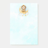Cute Lion Fishing on the Moon Watercolor