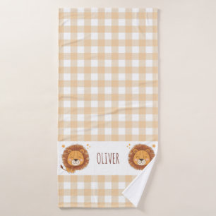 Cute Lion Gingham Fantaisiste Nom Naissance