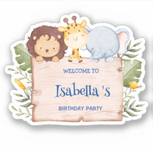 Cute Lion Giraffe Tropical flower Birthday party