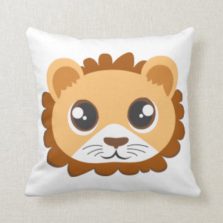 Cute Lion Head Cartoon Throw Pillow