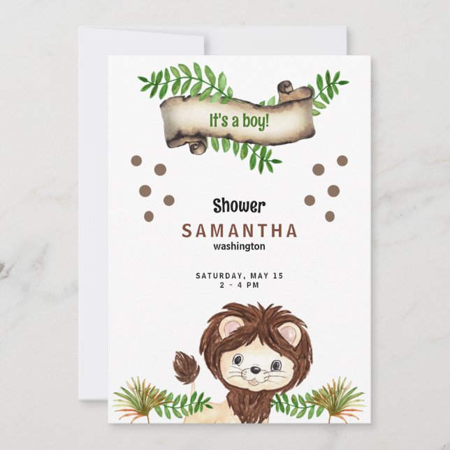 Cute Lion It's a Boy Baby Shower  Invitation (Front)