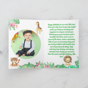 Cute Lion Jungle Animals Kids Birthday Photo Card