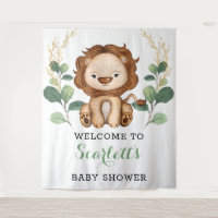 Cute Lion Jungle King Greenery Baby Shower Welcome