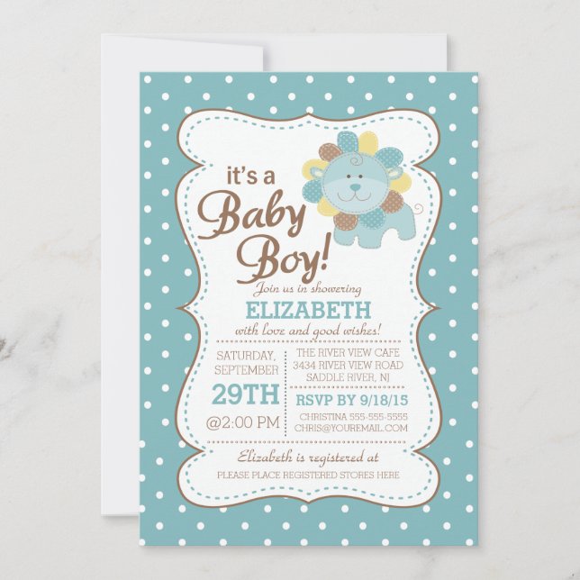 Cute Lion Jungle Safari Baby Shower Invitation (Front)