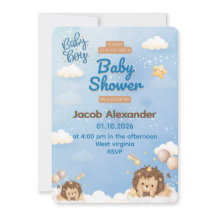 Cute Lion King Baby Boy Shower Invitation