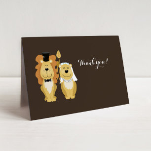 Cute Lion Mariage Couple Carte de remerciements