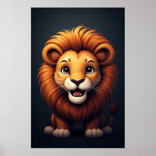 Cute Lion Nursery Wall Art Jungle Animal 