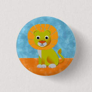 Cute Lion On Watercolor Background 1 Inch Round Button