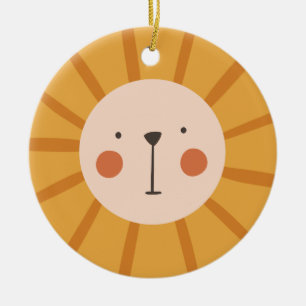 Cute Lion Orange  kids Nursery Room Ceramic Ornament
