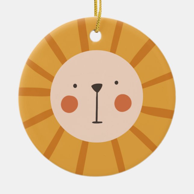 Cute Lion Orange  kids Nursery Room Ceramic Ornament (Front)