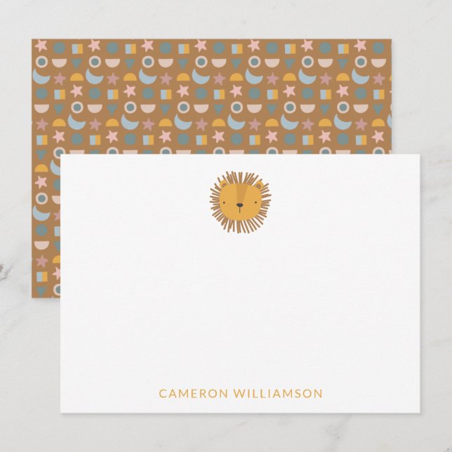 Cute Lion Personalized Baby and Kids Animal Thanks Card (Front/Back)