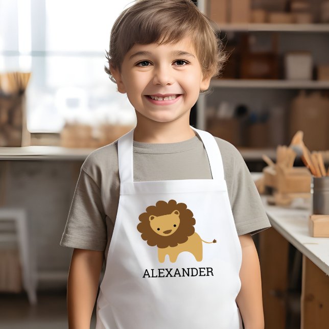 Cute Lion Personalized Kids Apron (Creator Uploaded)
