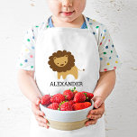 Cute Lion Personalized Kids Apron<br><div class="desc">This kids' apron for animal lovers features a cute lion illustration. Personalize it with your child's name in black letters. Makes a great apron for boys or girls!</div>
