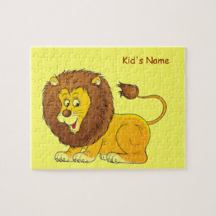 Cute Lion Personalized Name Kids Jigsaw Puzzle
