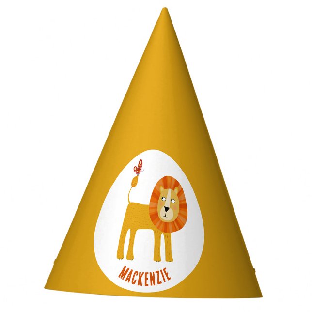 Cute Lion Personalized Party Hat (Fun lion personalized paper party hats)