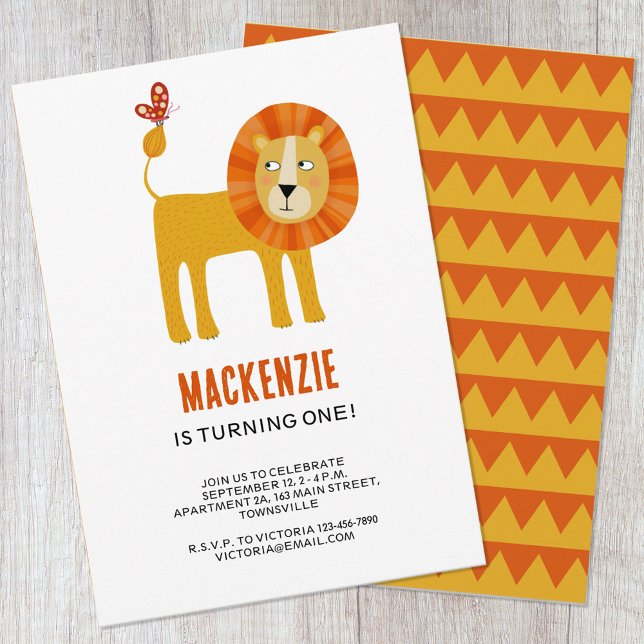 Cute Lion Première fête d'anniversaire Invitation (Créateur téléchargé)