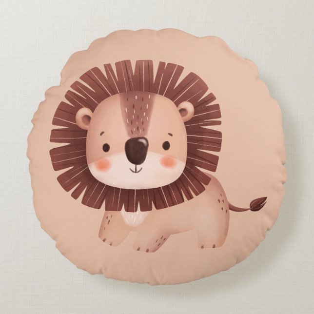 Cute Lion Round Pillow (Front)