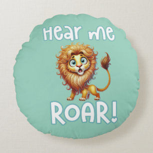 Cute Lion Safari Woodland Animal Round Pillow