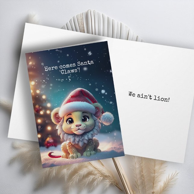 Cute Lion Santa Claws Christmas Card (Creator Uploaded)