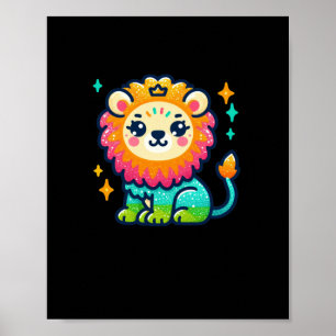Cute Lion Sticker Poster