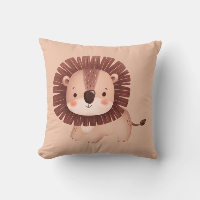 Cute Lion Throw Pillow (Front)