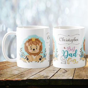 Cute Lion Wearing Crown Best Dad Ever Personalized Coffee Mug