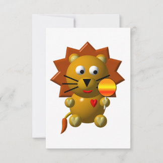 Cute Lion with a Lollipop Invitation