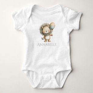 Cute Lion with Balloon Personalize Baby Bodysuit
