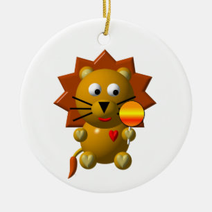 Cute lion with lollipop! ceramic ornament