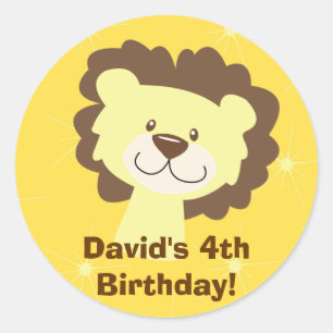 Cute Lion Yellow Sparkle Personalized Sticker