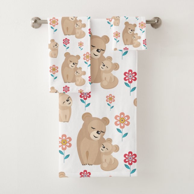 Cute lioness mother with baby Mother's day Bath Towel Set (Insitu)