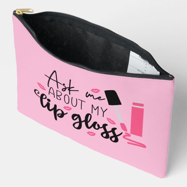 Cute lip gloss word art accessory pouch (Open)