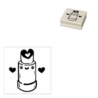 Cute Lipstick Heart  Rubber Stamp