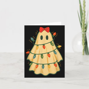 Cute Lit Ghost Christmas Tree Funny Gift Halloween Card