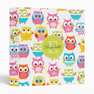 Cute Litte Owls Monogrammed Binder