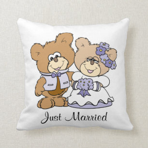 cute litte teddy bear wedding couple throw pillow